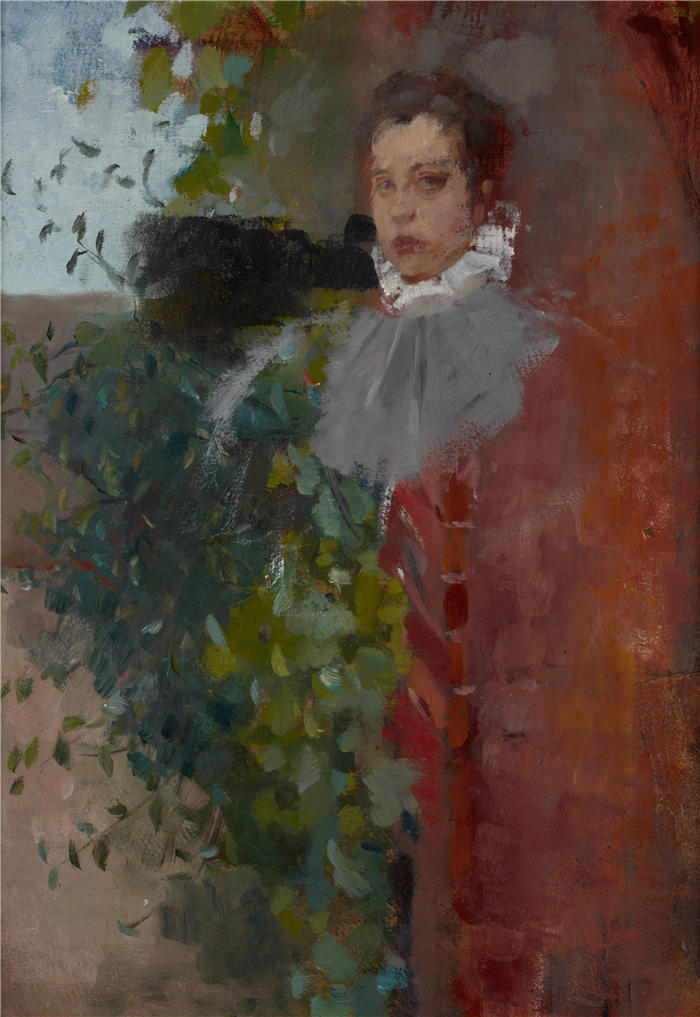 奥尔加·博兹南斯卡 (Olga Boznańska,波兰画家)高清油画作品-女人的肖像(1885)