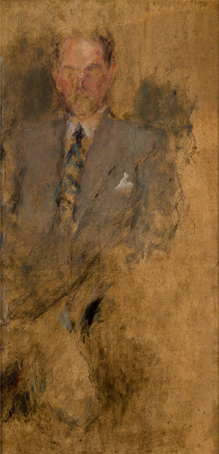 奥尔加·博兹南斯卡 (Olga Boznańska，波兰画家)高清油画作品-男性人物素描（约 1932 年）