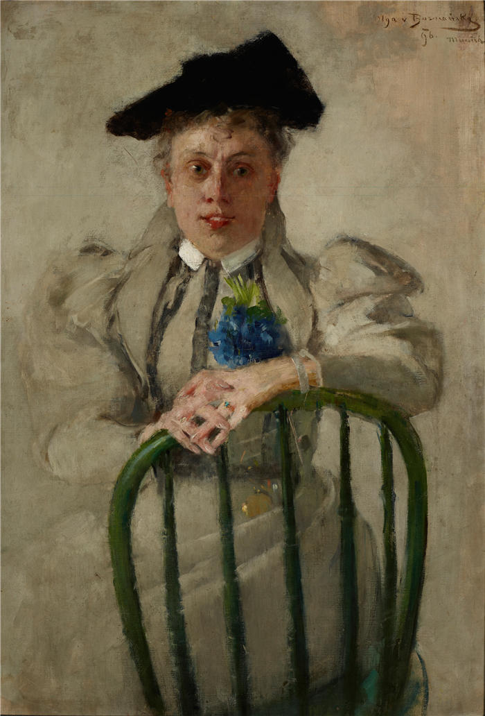 奥尔加·博兹南斯卡 (Olga Boznańska，波兰画家)高清油画作品-伊雷娜·兹比格涅维奇 (Irena Zbigniewicz née Serda) 的肖像 (1896)