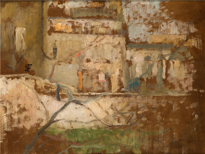 奥尔加·博兹南斯卡 (Olga Boznańska,波兰画家)高清油画作品-从工作室的窗户看(1900)