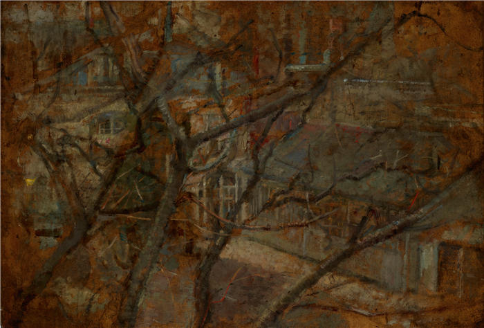 奥尔加·博兹南斯卡 (Olga Boznańska,波兰画家)高清油画作品-从工作室的窗户看(1914)