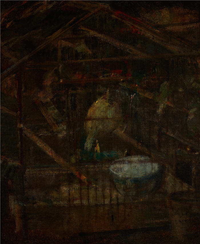 奥尔加·博兹南斯卡 (Olga Boznańska，波兰画家)高清油画作品-鸟笼（1890）