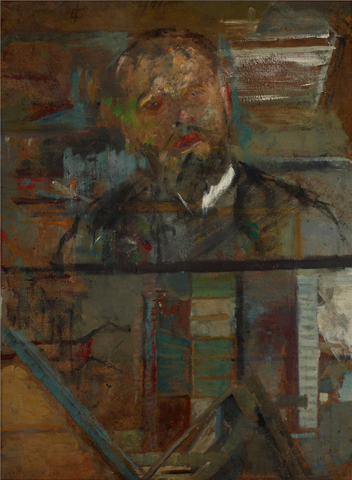 奥尔加·博兹南斯卡 (Olga Boznańska,波兰画家)高清油画作品-一个男人的素描肖像(1905)