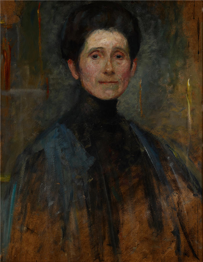 奥尔加·博兹南斯卡 (Olga Boznańska，波兰画家)高清油画作品-自画像（1906）