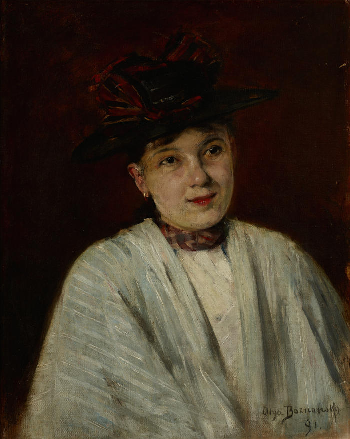 奥尔加·博兹南斯卡 (Olga Boznańska，波兰画家)高清油画作品-快乐的巴兹卡 (1891)