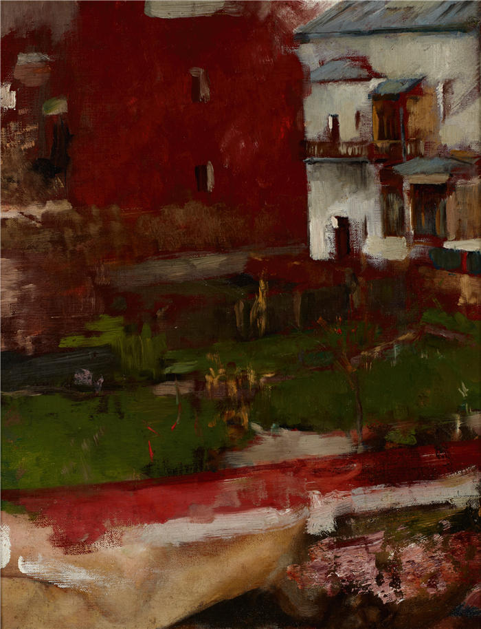 奥尔加·博兹南斯卡 (Olga Boznańska,波兰画家)高清油画作品-城镇建筑 I (1885)