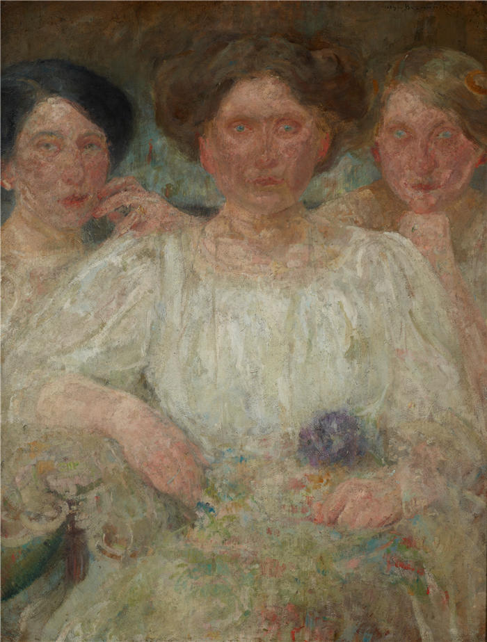 奥尔加·博兹南斯卡 (Olga Boznańska,波兰画家)高清油画作品-三姐妹肖像(1905-1915)