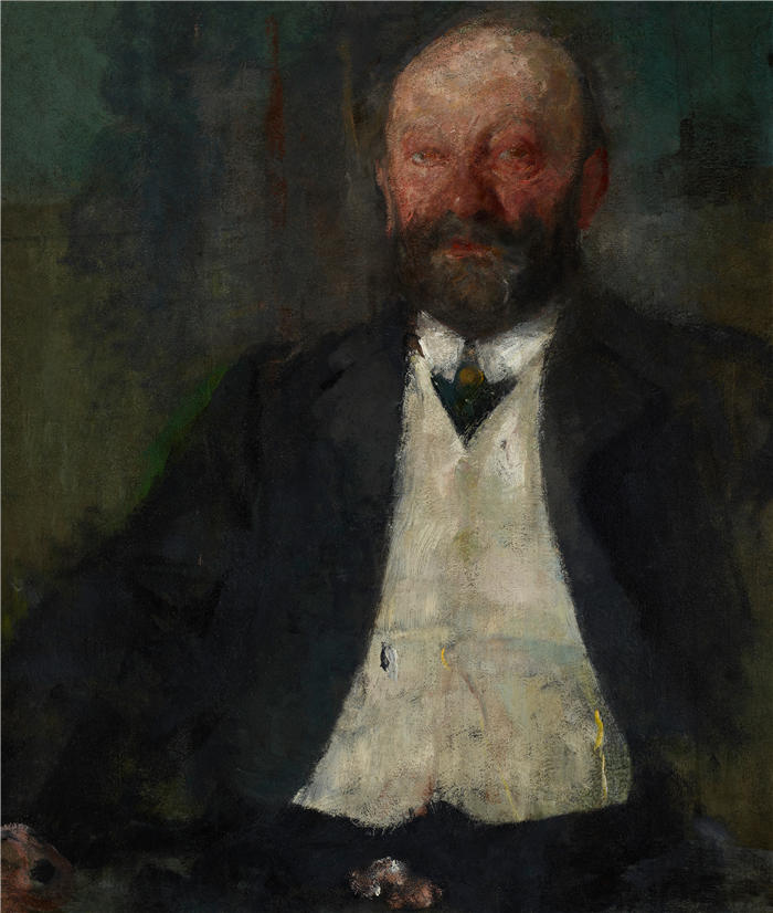 奥尔加·博兹南斯卡 (Olga Boznańska，波兰画家)高清油画作品-亚当·诺维纳·博兹南斯基 (Adam Nowina Boznański) 的肖像，艺术家的父亲（约 1903 年）