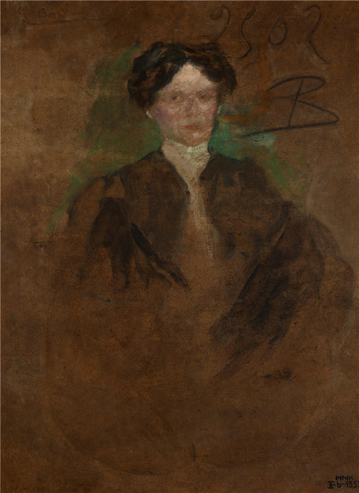 奥尔加·博兹南斯卡 (Olga Boznańska，波兰画家)高清油画作品-女人的肖像（1900）