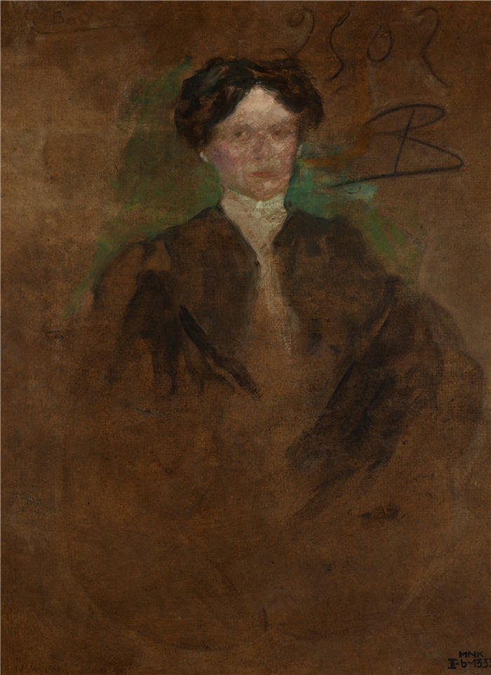 奥尔加·博兹南斯卡 (Olga Boznańska,波兰画家)高清油画作品-女人的肖像(1900)