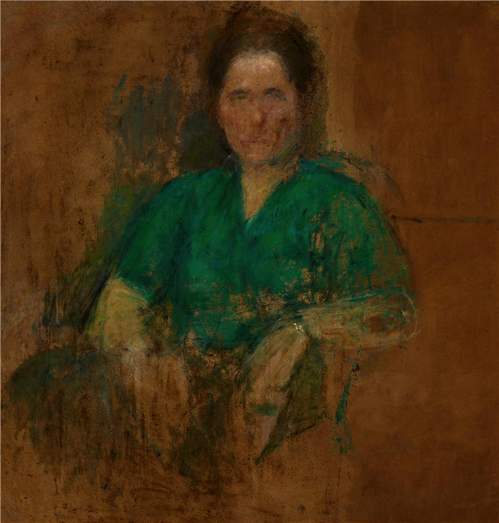 奥尔加·博兹南斯卡 (Olga Boznańska，波兰画家)高清油画作品-女性形象素描（1930 年）
