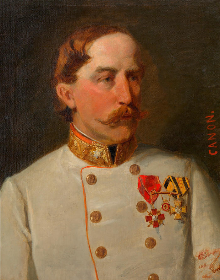 汉斯·卡农(Hans Canon，奥地利画家)高清油画作品-arl Ludwig Freiherr von Schönnermark（约 1865 年）