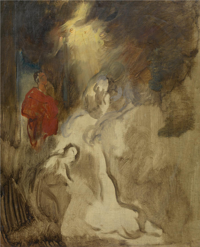 汉斯·卡农(Hans Canon，奥地利画家)高清油画作品-'Marter des Hl 的草图。希波吕托斯 (1860–1880)