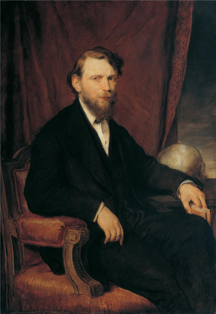 汉斯·卡农(Hans Canon，奥地利画家)高清油画作品-Moriz Benedikt 教授 (1876)