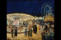 约翰·斯隆（John Sloan）-《旅行嘉年华，圣达菲》， 1924 年，布面油画