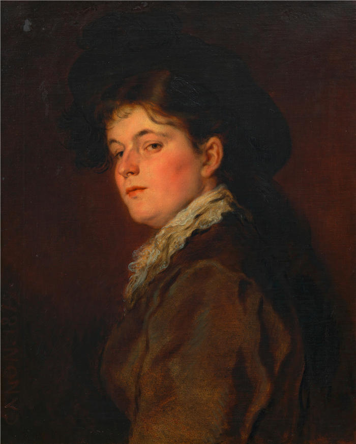 汉斯·卡农(Hans Canon，奥地利画家)高清油画作品-一位女士的肖像（1879）