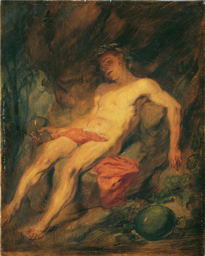 汉斯·卡农(Hans Canon，奥地利画家)高清油画作品-醉酒巴克斯 (1875)