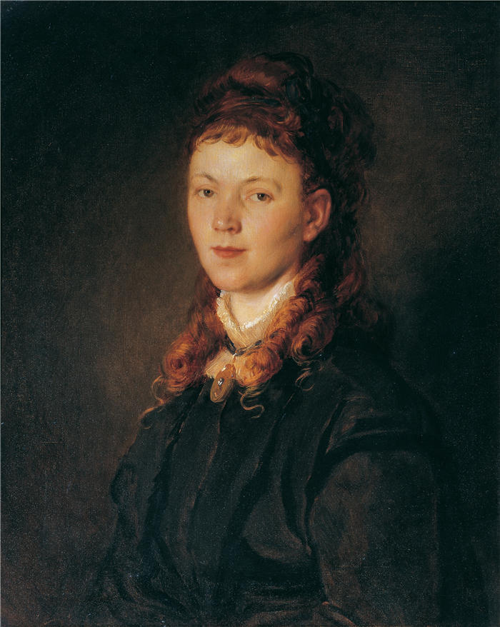 汉斯·卡农(Hans Canon，奥地利画家)高清油画作品-红头发的女孩 (1876)