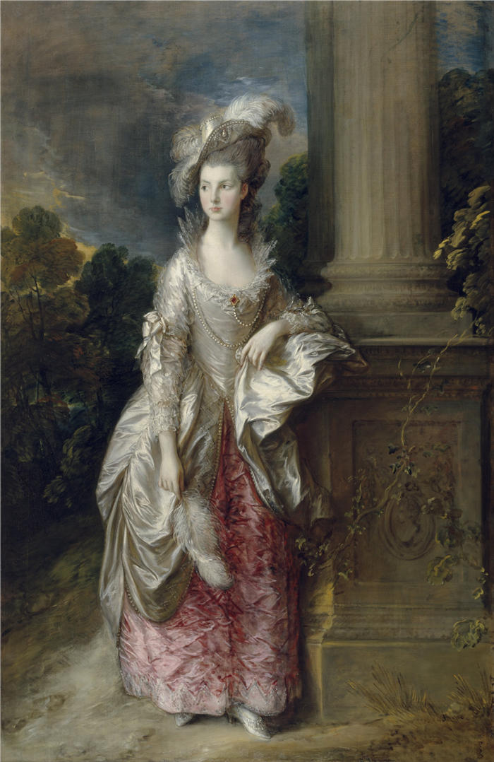 托马斯·庚斯博罗(Thomas Gainsborough,英国画家)高清油画作品-《格雷厄姆夫人 (1757 – 1792)》