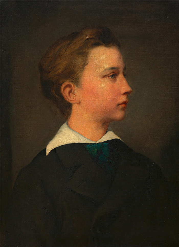 汉斯·卡农(Hans Canon，奥地利画家)高清油画作品-一个男孩的肖像（约 1870 年）