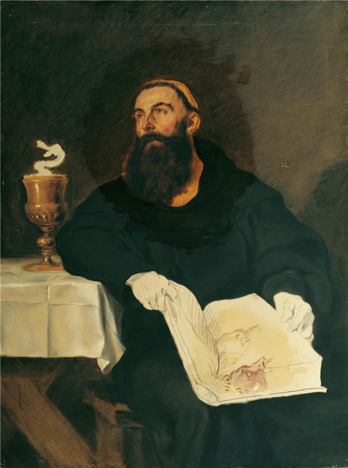 汉斯·卡农(Hans Canon，奥地利画家)高清油画作品-努尔西亚的圣本笃 (1874)