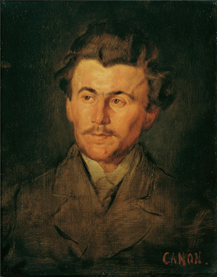 汉斯·卡农(Hans Canon，奥地利画家)高清油画作品-男性研究负责人 (1875)