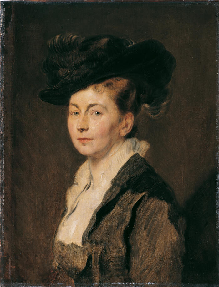 汉斯·卡农(Hans Canon，奥地利画家)高清油画作品-一位女士的肖像