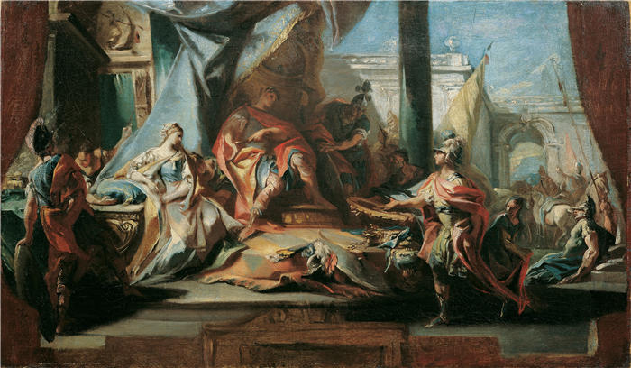 汉斯·卡农(Hans Canon，奥地利画家)高清油画作品-西庇阿的慷慨 (1730-50)