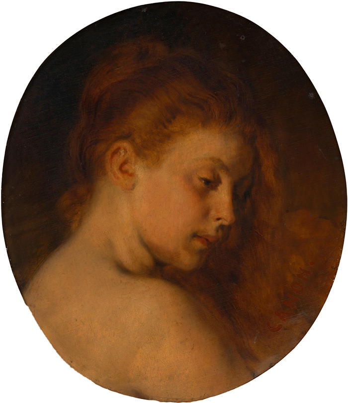 汉斯·卡农(Hans Canon，奥地利画家)高清油画作品-女书房负责人（“沐浴后”的重复）（1880 年）