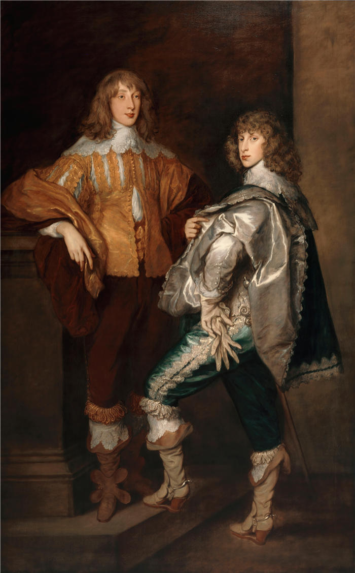 托马斯·庚斯博罗(Thomas Gainsborough,英国画家)高清油画作品-《约翰勋爵和伯纳德·斯图亚特勋爵(c.1760–70)》