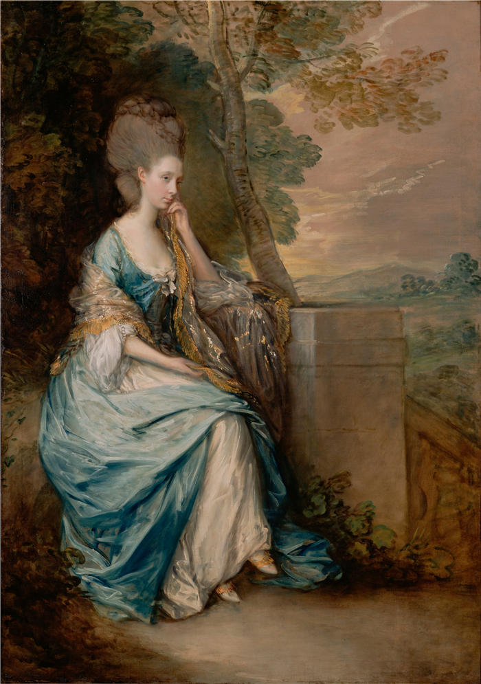 托马斯·庚斯博罗（Thomas Gainsborough，英国画家）高清油画作品-《切斯特菲尔德伯爵夫人安妮的肖像》