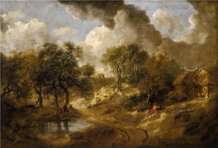 托马斯·庚斯博罗(Thomas Gainsborough,英国画家)高清油画作品-《萨福克的风景》