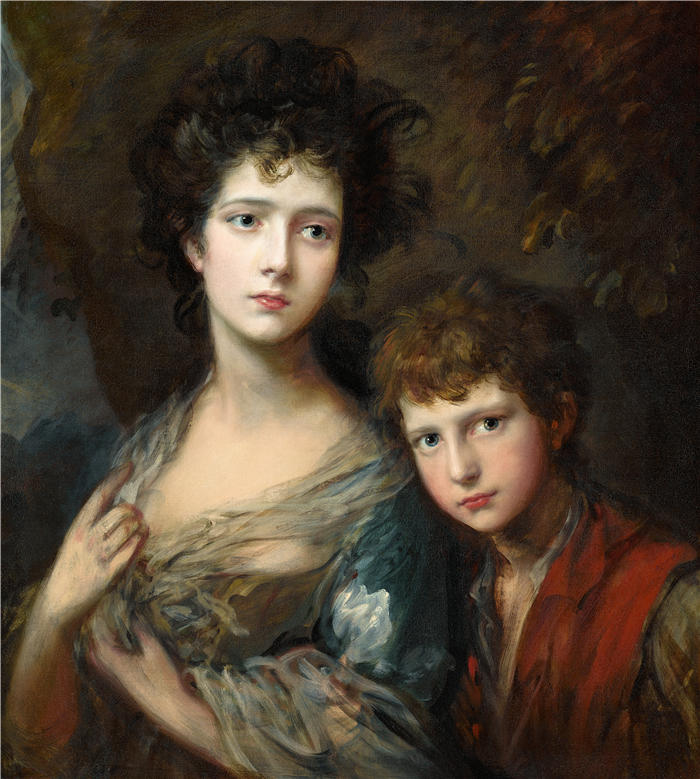 托马斯·庚斯博罗(Thomas Gainsborough,英国画家)高清油画作品-《伊丽莎白和托马斯林利(约 1768 年)》