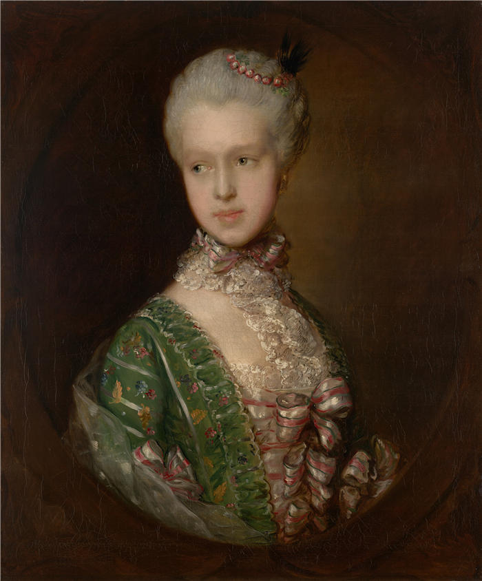 托马斯·庚斯博罗(Thomas Gainsborough,英国画家)高清油画作品-《伊丽莎白·沃特斯利,后来的格拉夫顿公爵夫人》