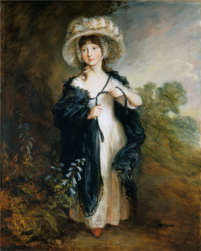 托马斯·庚斯博罗(Thomas Gainsborough,英国画家)高清油画作品-《伊丽莎白·哈弗菲尔德小姐(1780 年代初)》