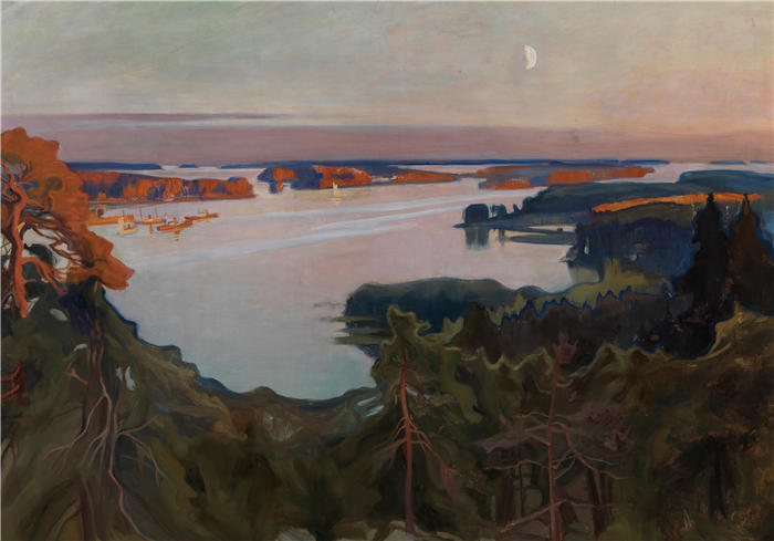 艾伯特·埃德菲尔特(Albert Edelfelt,芬兰画家)油画高清作品-《 海科全景 (1899)》