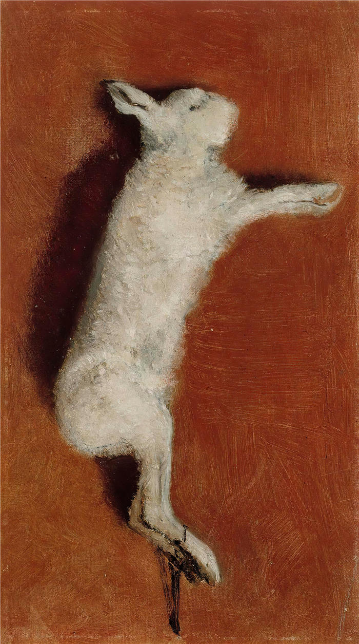 艾伯特·埃德菲尔特(Albert Edelfelt,芬兰画家)油画高清作品-《 死野兔,学习 (1873)》