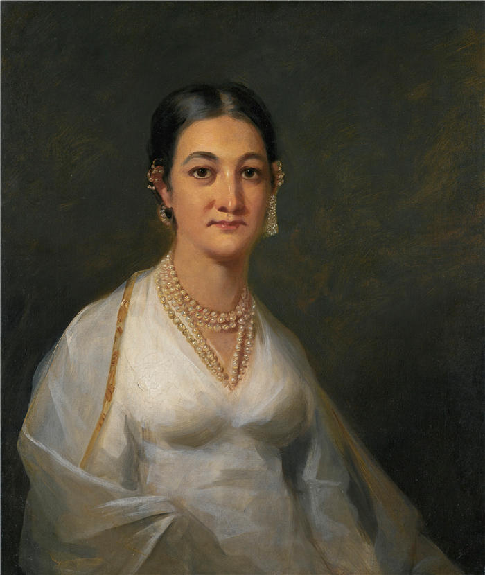 亨利·雷本（Henry Raeburn，苏格兰画家）高清油画作品-《一个年轻的印度女人的肖像》