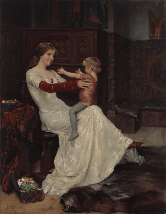 艾伯特·埃德菲尔特（Albert Edelfelt，芬兰画家）油画高清作品-《 比安卡王后 (1877)》