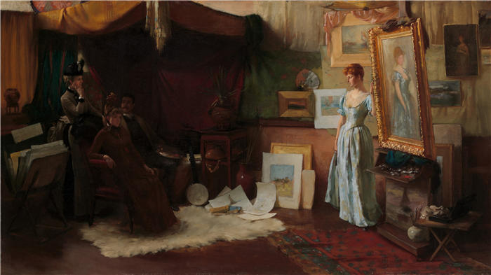 查尔斯·考特尼·柯伦(Charles Courtney Curran，美国画家)高清作品-《公平评论家 (1887)》
