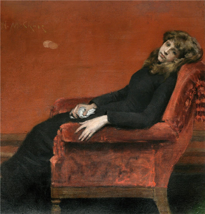 威廉·梅里特·蔡斯（William Merritt Chase，美国画家）高清油画作品下载-《年轻的孤儿 (1884)》