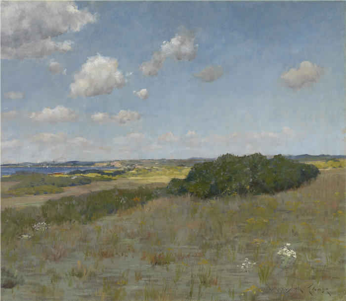 威廉·梅里特·蔡斯（William Merritt Chase，美国画家）高清油画作品下载-《阳光与阴影，辛尼科克山》