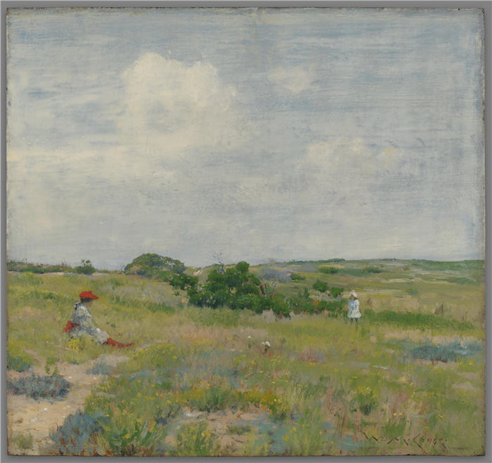 威廉·梅里特·蔡斯（William Merritt Chase，美国画家）高清油画作品下载-《辛纳科克山(1895)》