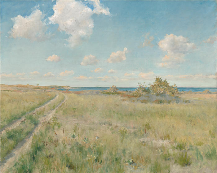 威廉·梅里特·蔡斯（William Merritt Chase，美国画家）高清油画作品下载-《通往大海的旧路（约 1893 年）》