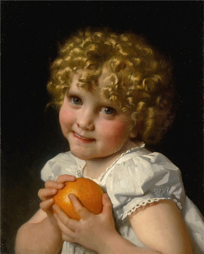 莱昂-让-​​巴塞尔·佩罗（Léon-Jean-Bazille Perrault,法国画家）高清作品下载《橘色小女孩 (1868)》