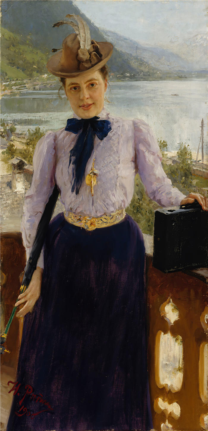 伊利亚·列宾（ Ilya Repin,俄罗斯画家）高清油画作品-《娜塔莉亚·诺德曼 (Natalia Nordmann) 的肖像 (1900)》