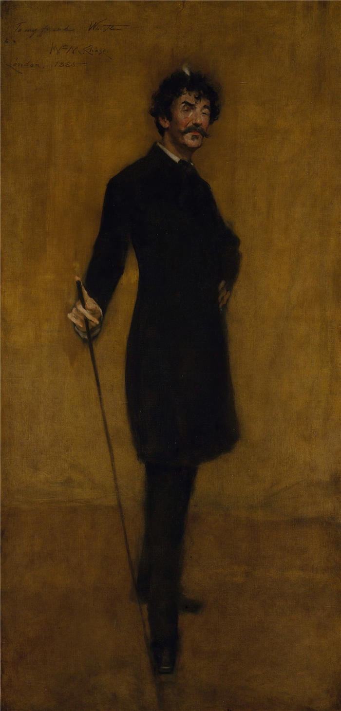 威廉·梅里特·蔡斯（William Merritt Chase，美国画家）高清油画作品下载-《詹姆斯·阿博特·麦克尼尔·惠斯勒 (1885)》