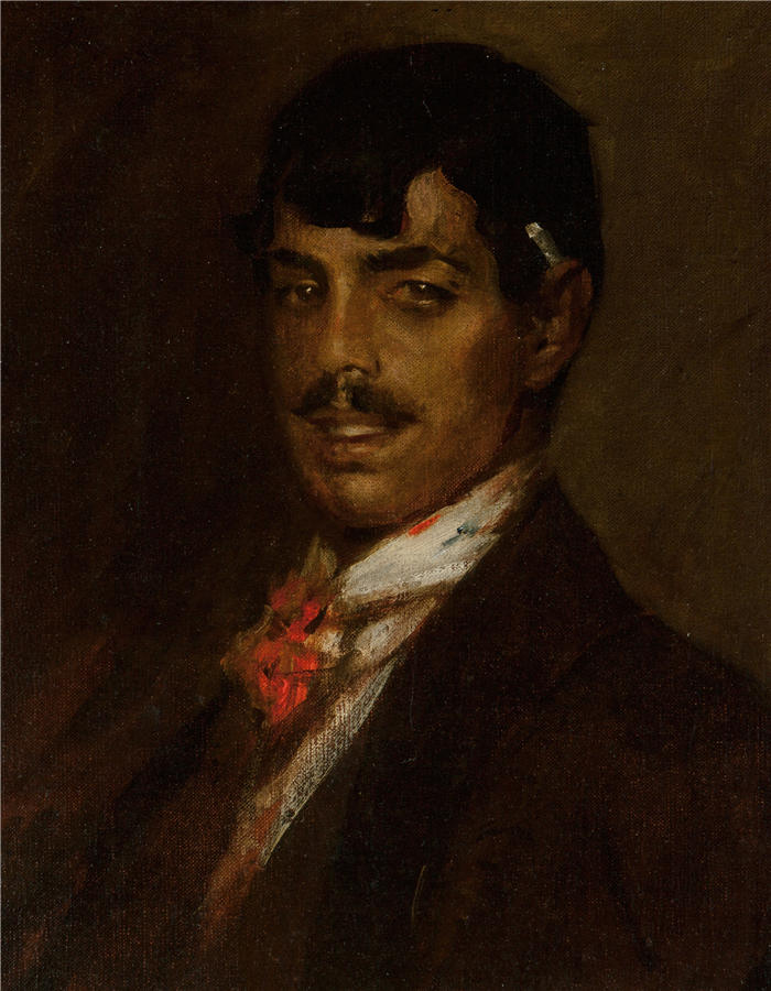 威廉·梅里特·蔡斯（William Merritt Chase，美国画家）高清油画作品下载-《西班牙花花公子（大约 1905 年）》