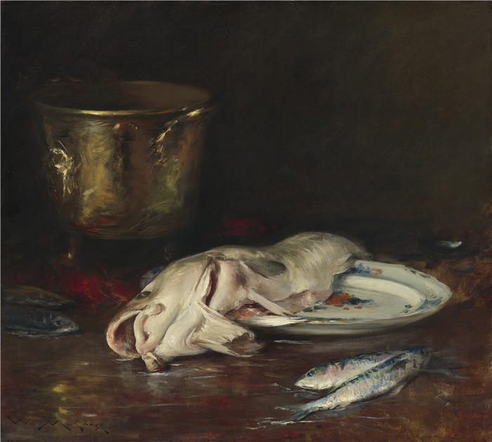 威廉·梅里特·蔡斯（William Merritt Chase，美国画家）高清油画作品下载-《英国鳕鱼 (1904)》