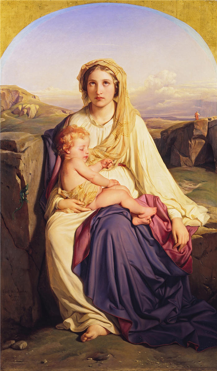 保罗·德拉罗什（Paul Delaroche，法国画家）高清油画作品-《圣母子（1844）》